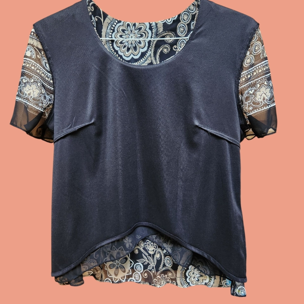 Coldwater Creek 2 Piece Floral Paisley Dress with A Sheer Overlay Like New - Picture 6 of 9